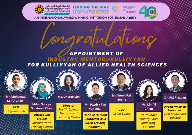 Industry Mentor@Kulliyyah for Kulliyyah Allied Health Sciences