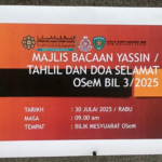 Majlis Bacaan Yassin, Tahlil dan Doa Selamat Bil. 3/2025